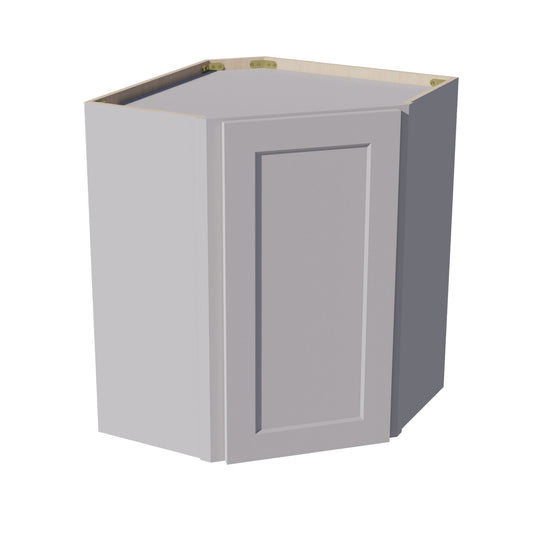 WDC2430-SLG  Diagonal Wall Corner Cabinet 1 Door & 2 Shelves - Shaker Style - Light Grey   24"W x 30"H x 24"D