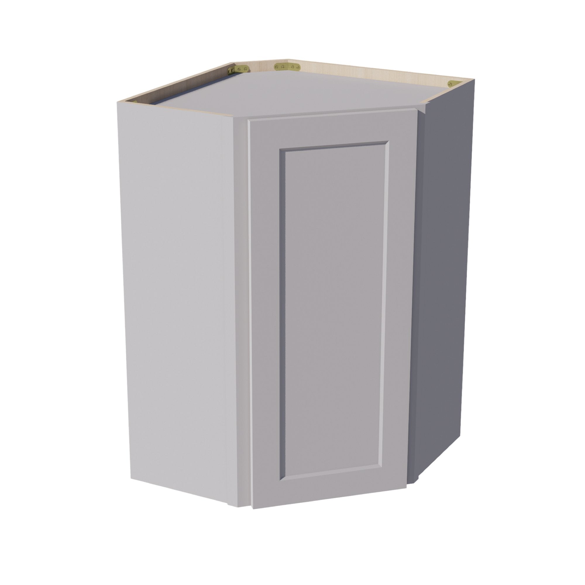 WDC2436-SLG: Shaker Light Grey 24"W x 36"H 1 Door & 2 Shelves Diagonal Wall Corner Cabinet