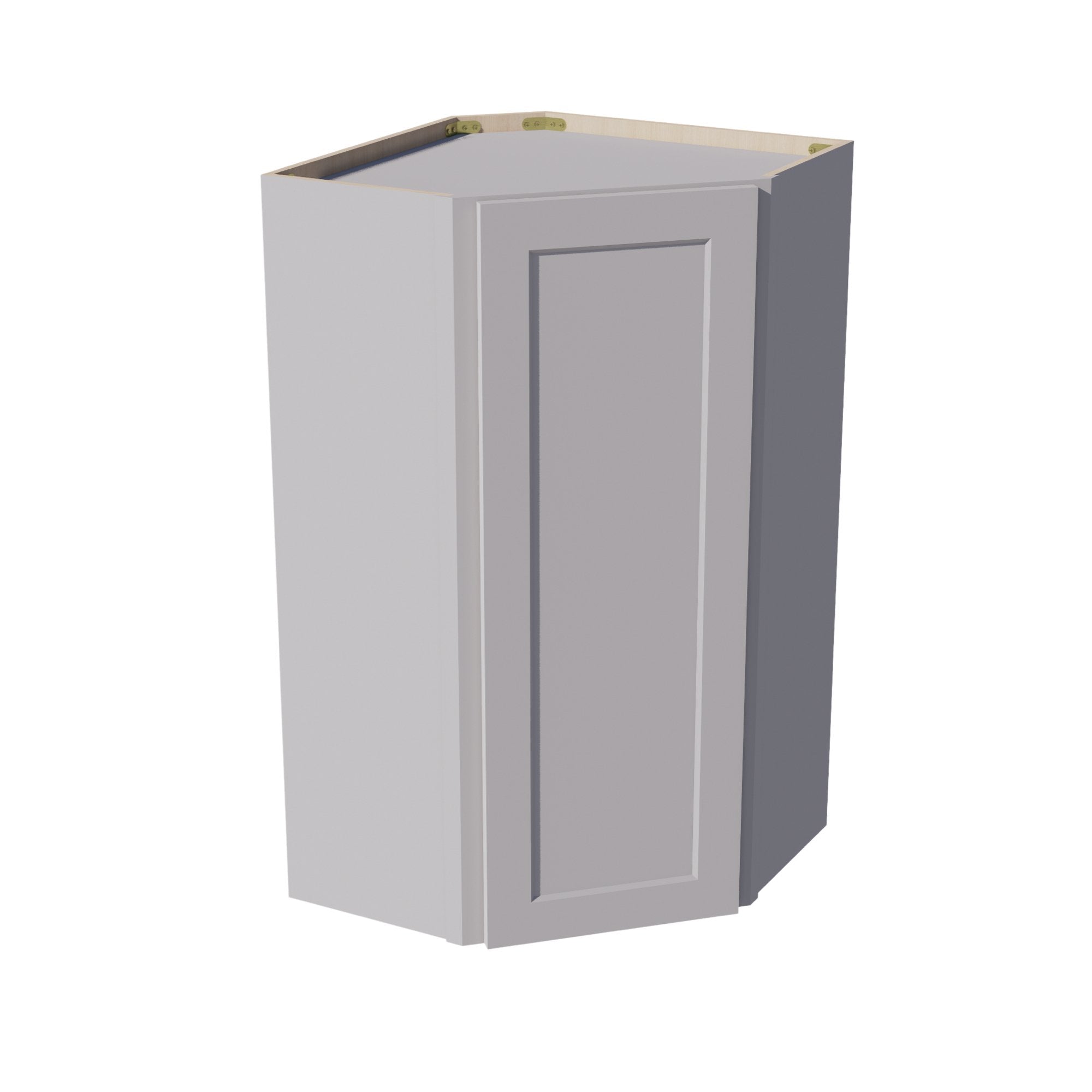 WDC2442-SLG: Shaker Light Grey 24"W x 42"H 1 Door & 2 Shelves Diagonal Wall Corner Cabinet