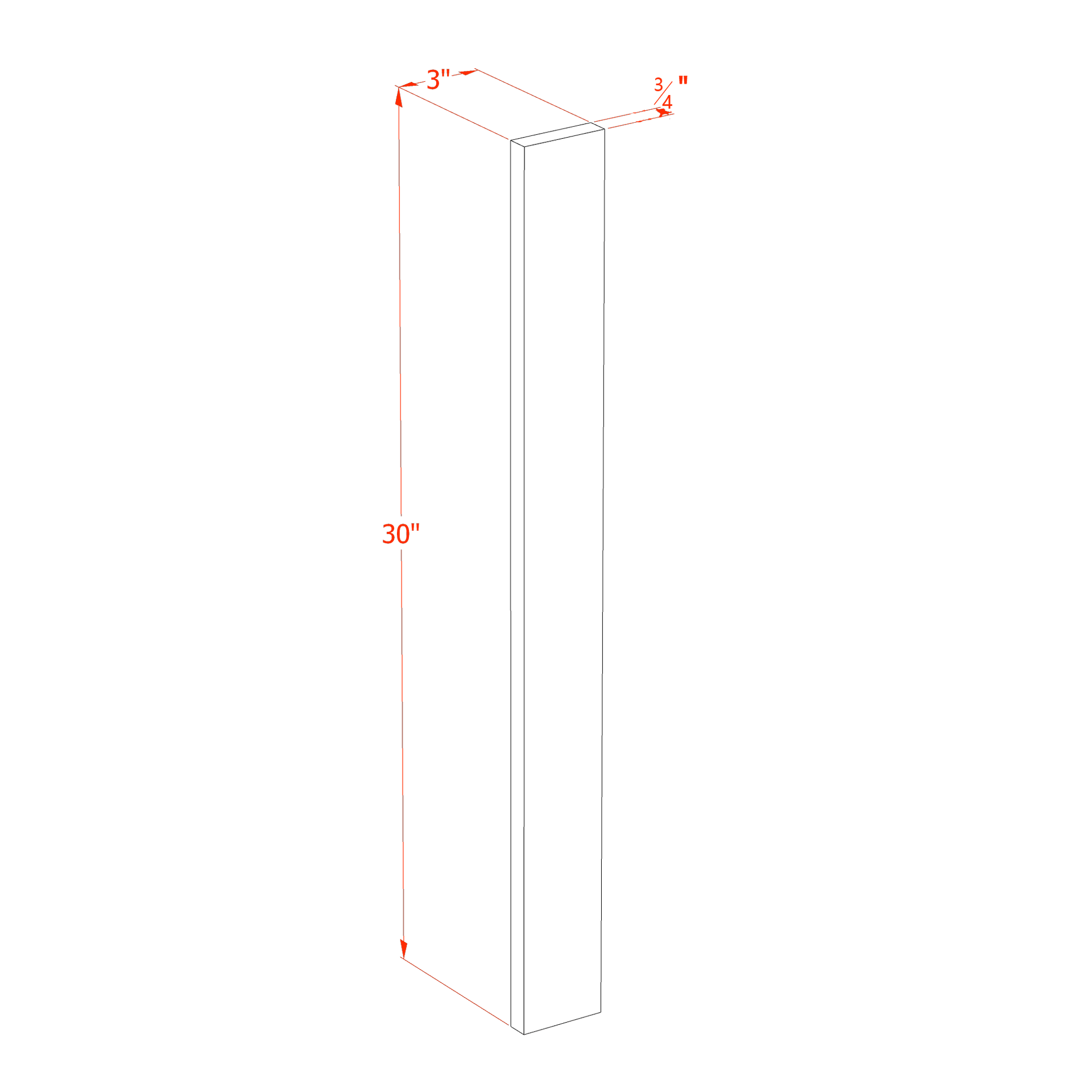 WF330-SLG  Wall Cabinet Filler - Shaker Style - Light Grey   3"W x 30"H x 3/4"D