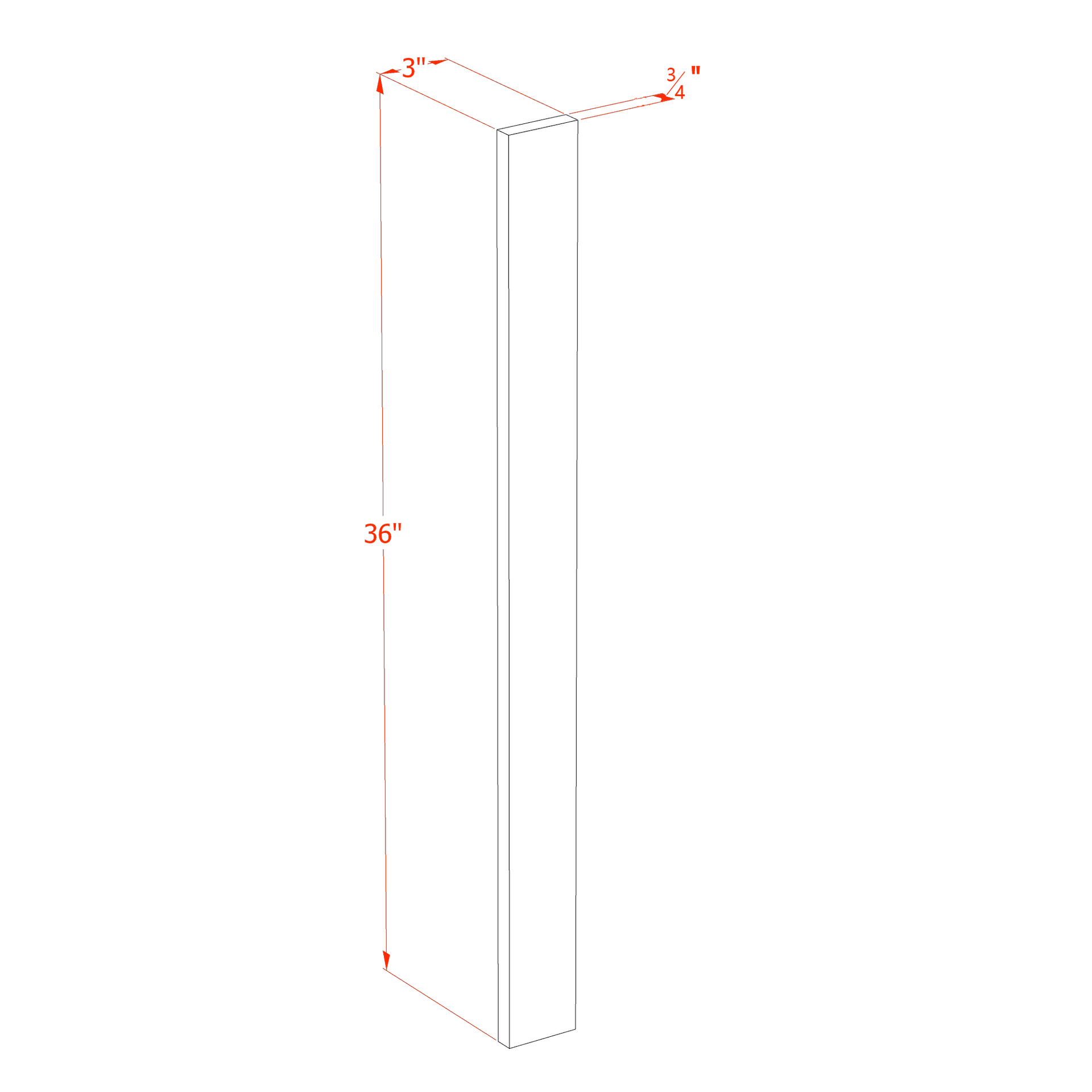 WF336-SLG  Wall Cabinet Filler - Shaker Style - Light Grey   3"W x 36"H x 3/4"D