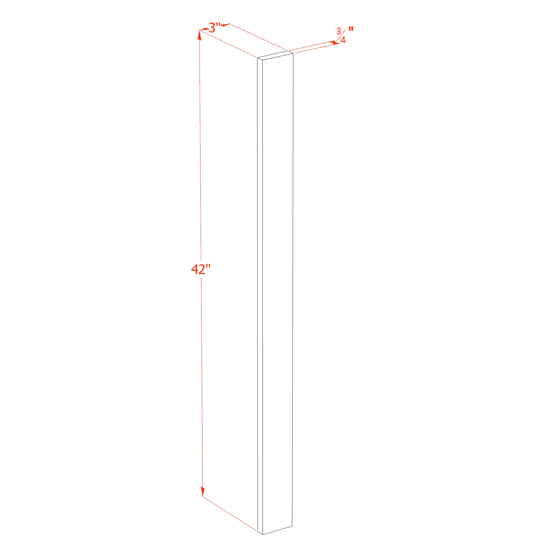 WF342-SLG  Wall Cabinet Filler - Shaker Style - Light Grey   3"W x 42"H x 3/4"D