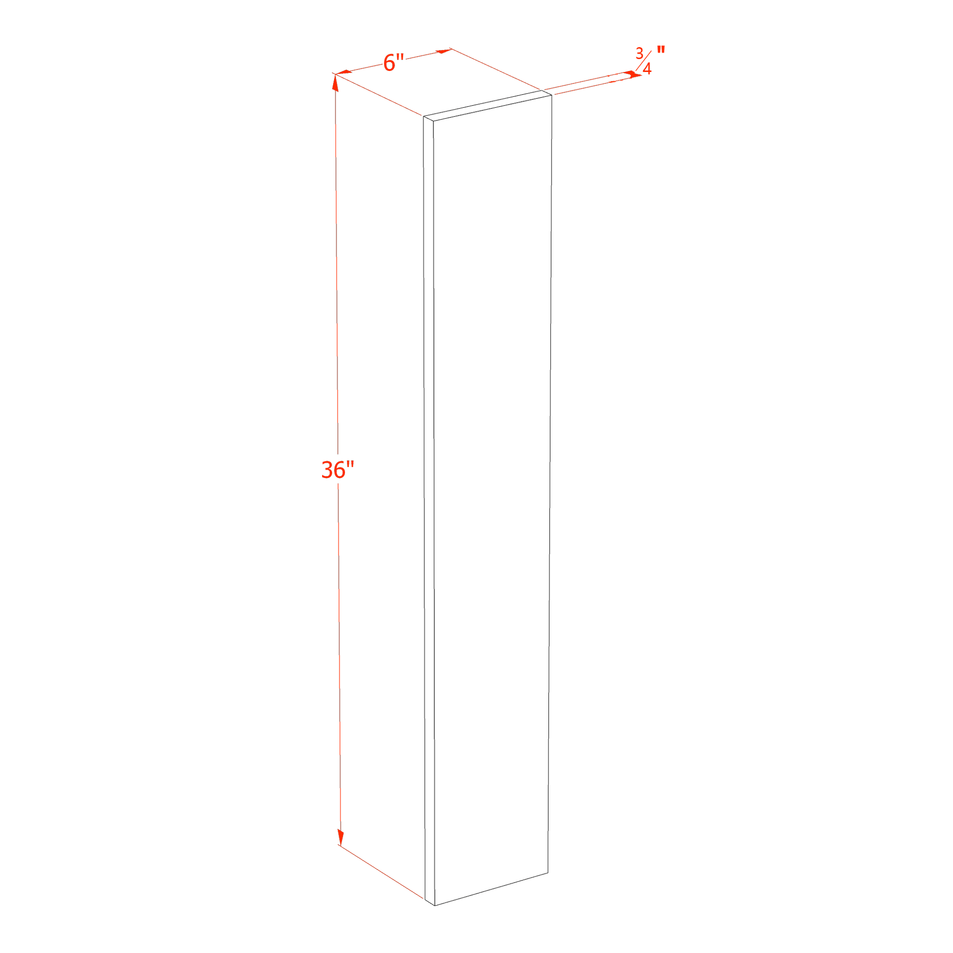 WF636-SLG  Wall Cabinet Filler - Shaker Style - Light Grey   6"W x 36"H x 3/4"D