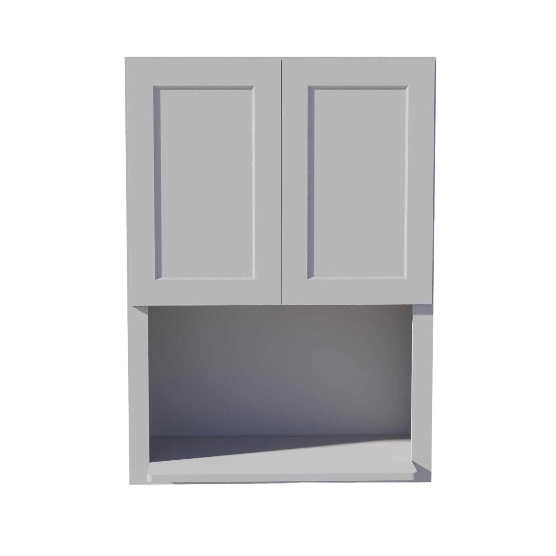 WM3042-SLG: Shaker Light Grey 30"W x 42"H 2 Door & 1 Shelf Wall Built-in Microwave Cabinets