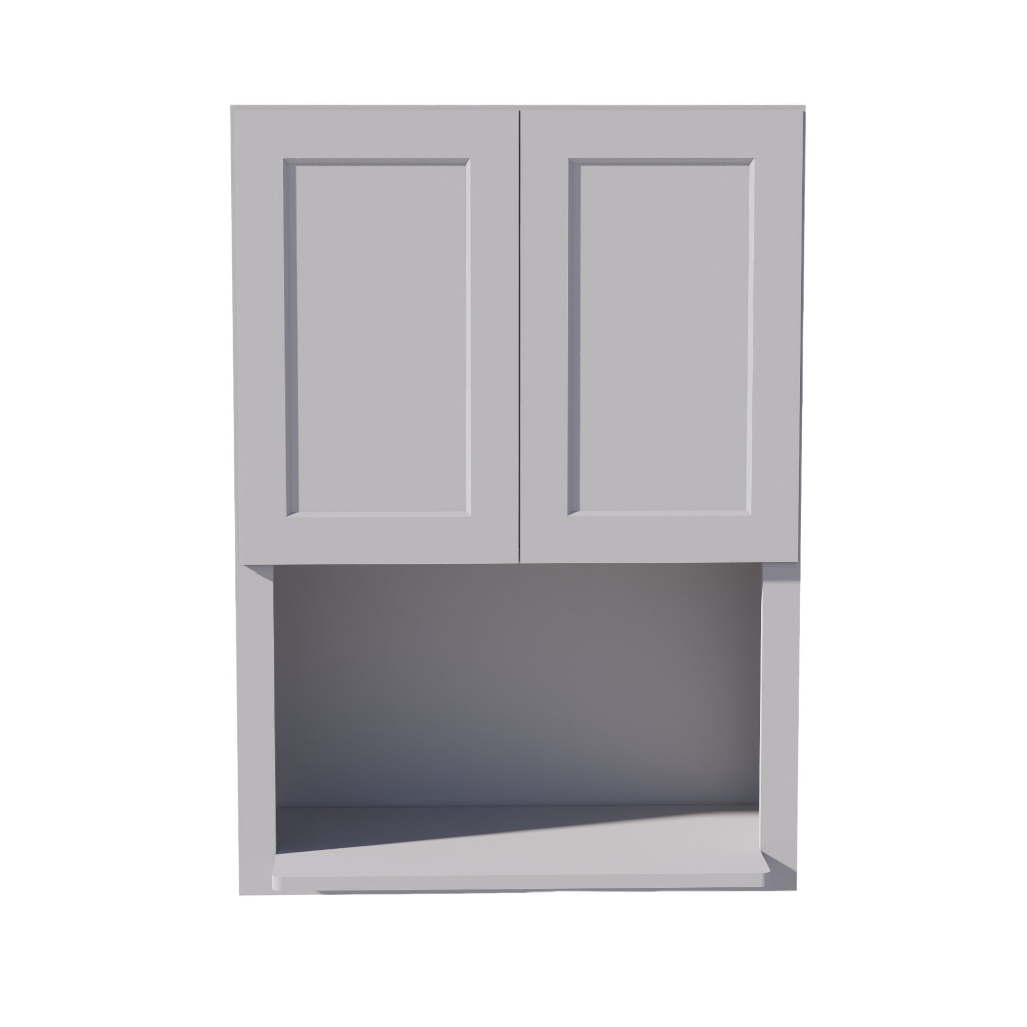 WM3042-SLG: Shaker Light Grey 30"W x 42"H 2 Door & 1 Shelf Wall Built-in Microwave Cabinets