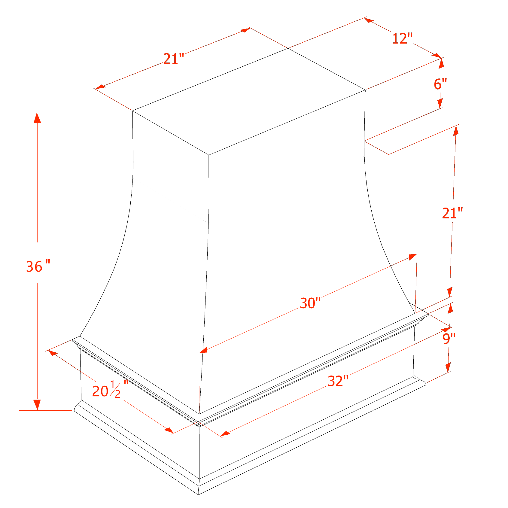 WRH3036-SLG: Shaker Light Grey 30"W x 36"H Wood Wall Mounted Range Hoods