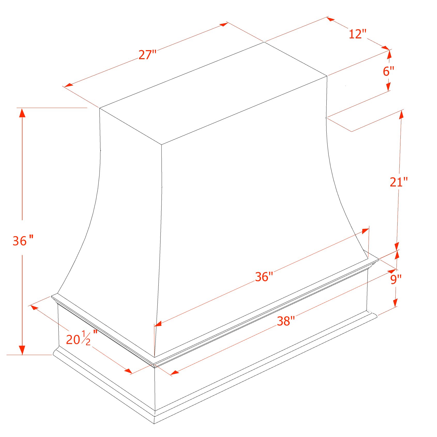 WRH3636-SLG: Shaker Light Grey 36"W x 36"H Wood Wall Mounted Range Hoods