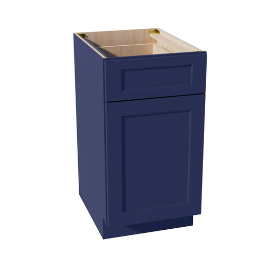 B18-SB:  Shaker Blue 18" 1 Drawer 1 Door Standard Base Cabinet