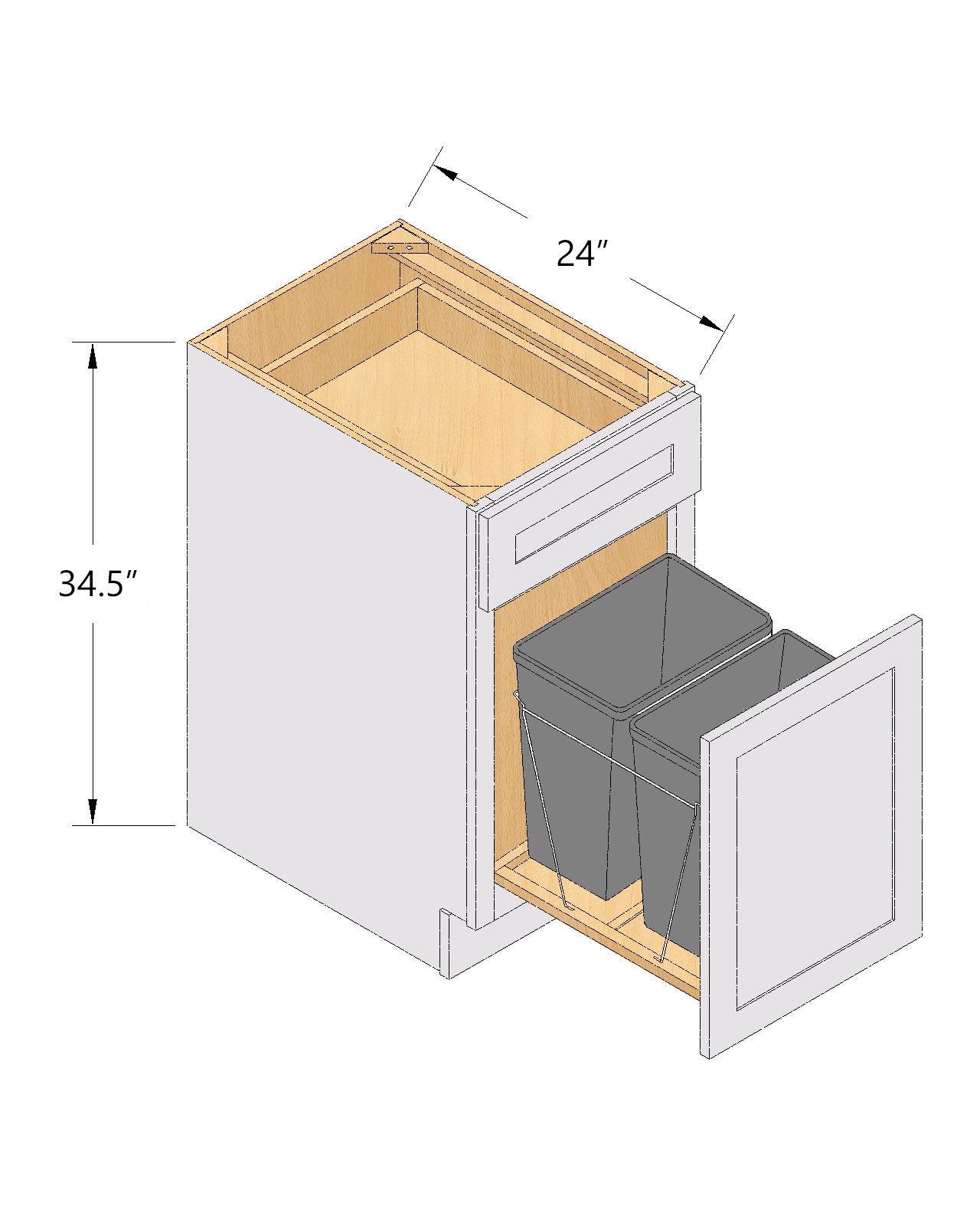 B18TR-SB  Base cabinet - Shaker Style - Blue   18"W x 34-1/2"H x 24"D