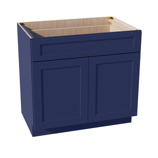 B36-SB  Base cabinet - Shaker Style - Blue   33"W x 34-1/2"H x 24"D
