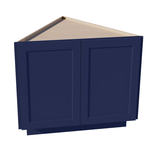 BEC24-SB  Base cabinet 2 Full Height Door Angle - Shaker Style - Blue   24"D x 34-1/2"H x 24"D