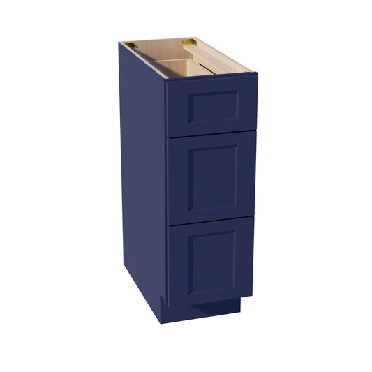 DB12-SB  Base Cabinet 3 Drawers - Shaker Style - Blue   12"W x 34-1/2"H x 24"D