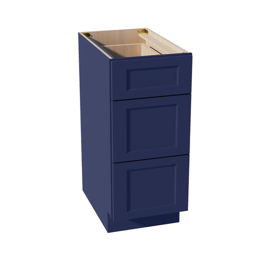 DB15-SB  Base Cabinet 3 Drawers - Shaker Style - Blue   15"W x 34-1/2"H x 24"D