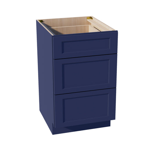 DB21-SB  Base Cabinet 3 Drawers - Shaker Style - Blue   21"W x 34-1/2"H x 24"D