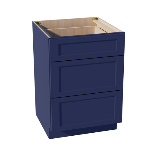 DB24-SB  Base Cabinet 3 Drawers - Shaker Style - Blue   24"W x 34-1/2"H x 24"D
