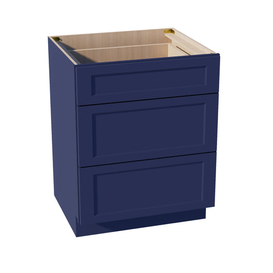 DB27-SB  Base Cabinet 3 Drawers - Shaker Style - Blue   27"W x 34-1/2"H x 24"D
