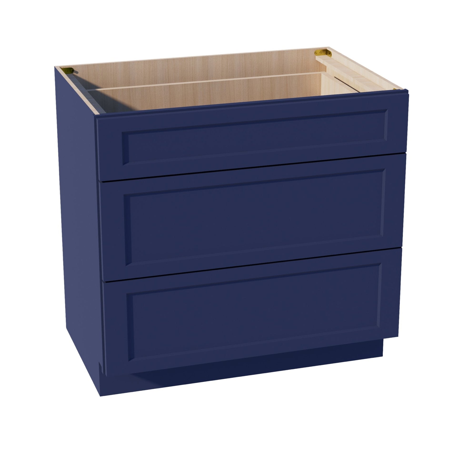 DB36-SB  Base Cabinet 3 Drawers - Shaker Style - Blue   36"W x 34-1/2"H x 24"D