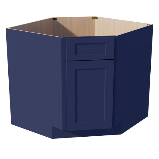 DSB36-SB  Base Cabinet 1 Door 1 False Drawer Corner Sink - Shaker Style - Blue   18"W x 34-1/2"H x 24"D