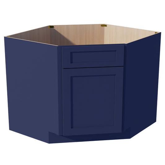 DSB42-SB  Base Cabinet 1 Door 1 False Drawer Corner Sink - Shaker Style - Blue   27"W x 34-1/2"H x 24"D