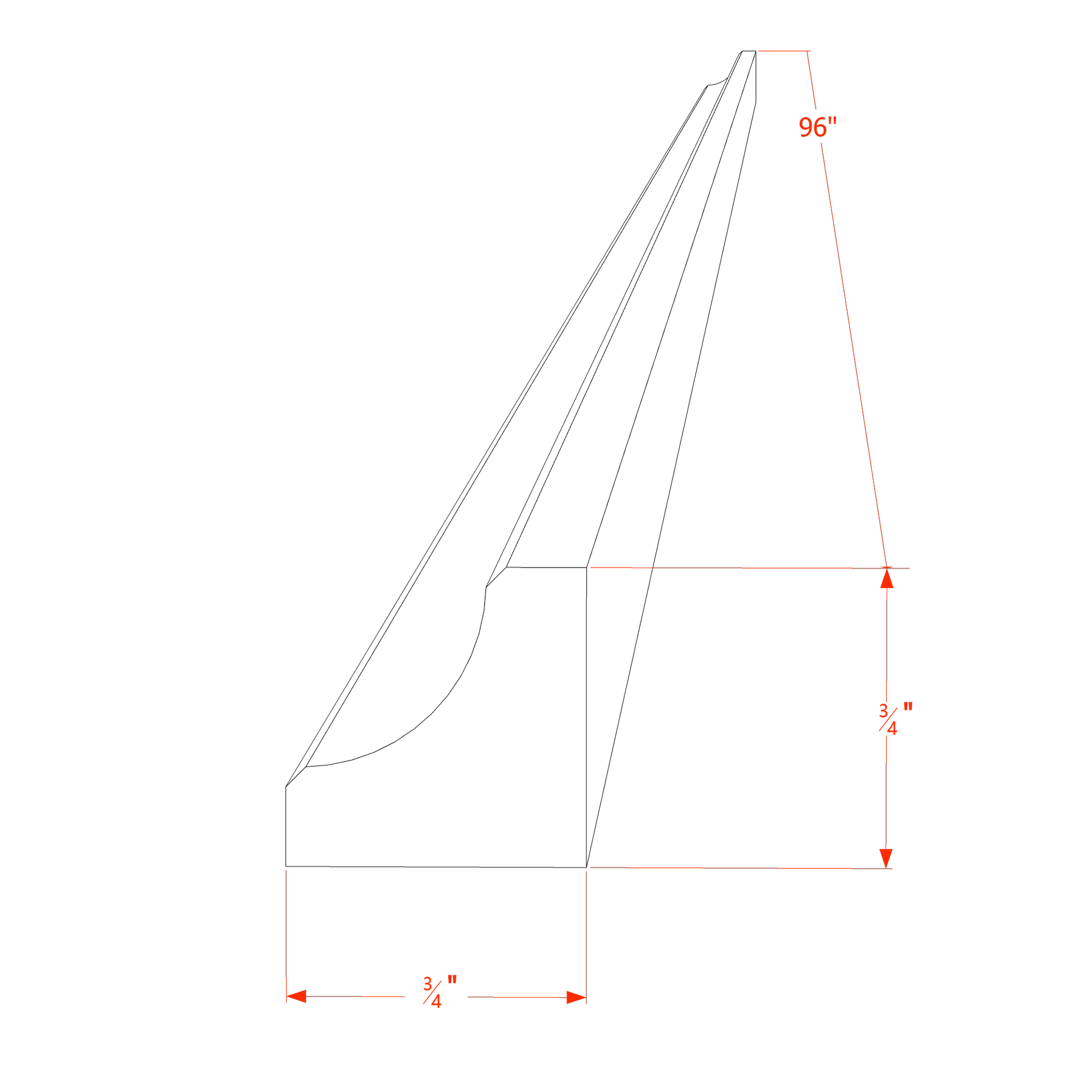ICM8-SB  Inside Corner Molding - Shaker Style - Blue   96"W x 3/4"H x 3/4"D