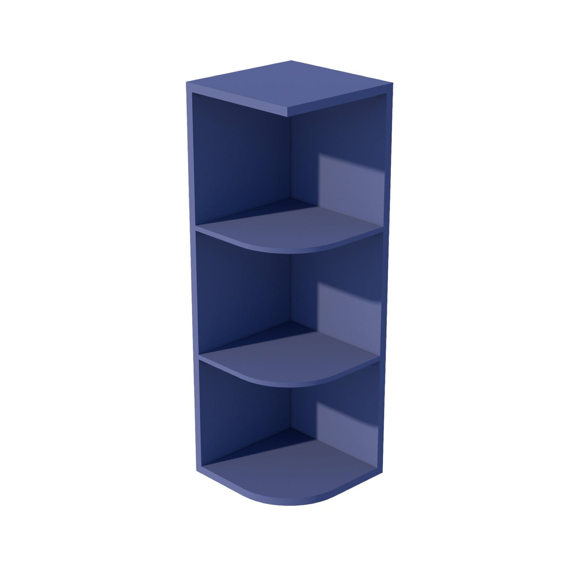 OE1236-SB  Wall End 4 Shelf Cabinet - Shaker Style - Blue   12"W x 36"H x 12"D