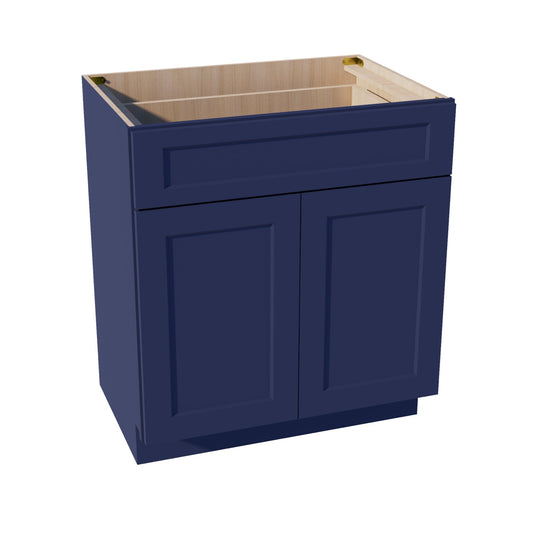 VB3021-SB  Vanity Base Cabinet 2 Doors & 1 Drawer - Shaker Style - Blue   30"W x 34-1/2"H x 24"D