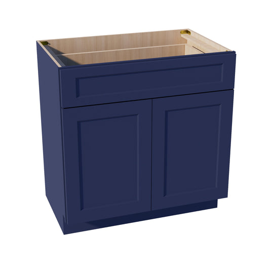 VB3321-SB  Vanity Base Cabinet 2 Doors & 1 Drawer - Shaker Style - Blue   33"W x 34-1/2"H x 24"D
