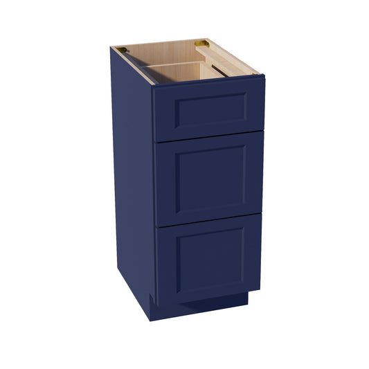 VDB1521-SB  Vanity Base Cabinet 3 Drawers - Shaker Style - Blue   15"W x 34-1/2"H x 21"D