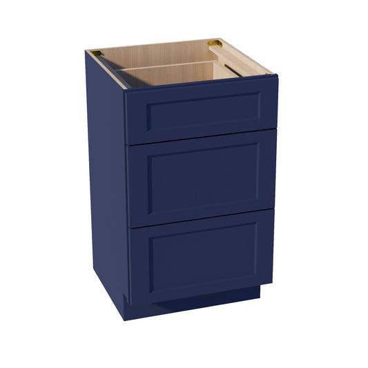 VDB2121-SB  Vanity Base Cabinet 3 Drawers - Shaker Style - Blue   21"W x 34-1/2"H x 21"D