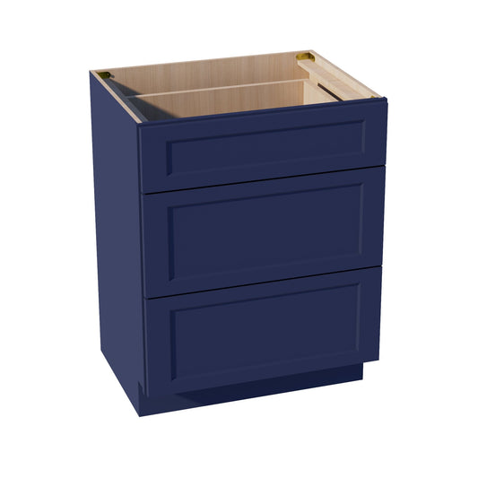 VDB2721-SB  Vanity Base Cabinet 3 Drawers - Shaker Style - Blue   27"W x 34-1/2"H x 21"D