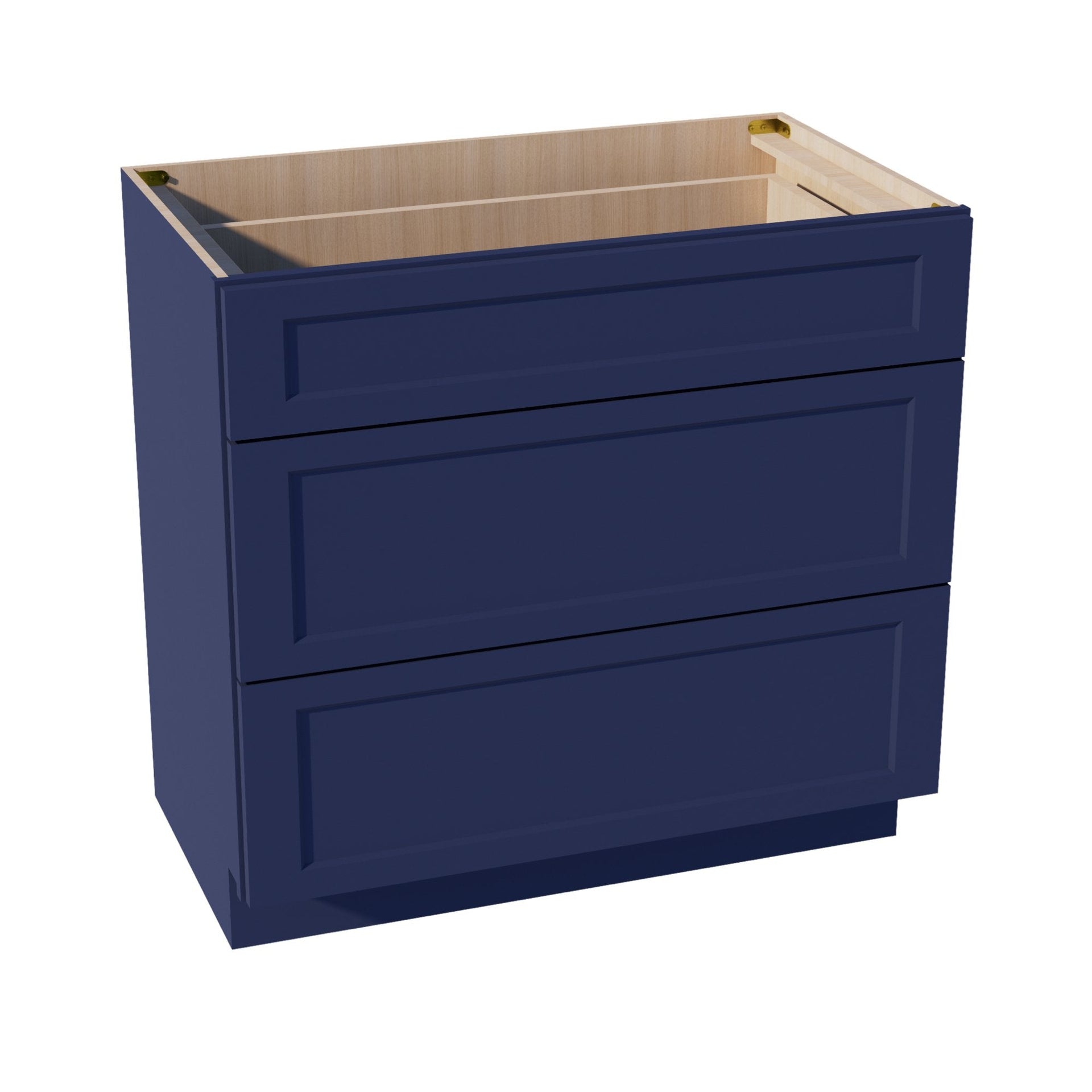 VDB3621-SB  Vanity Base Cabinet 3 Drawers - Shaker Style - Blue   36"W x 34-1/2"H x 21"D