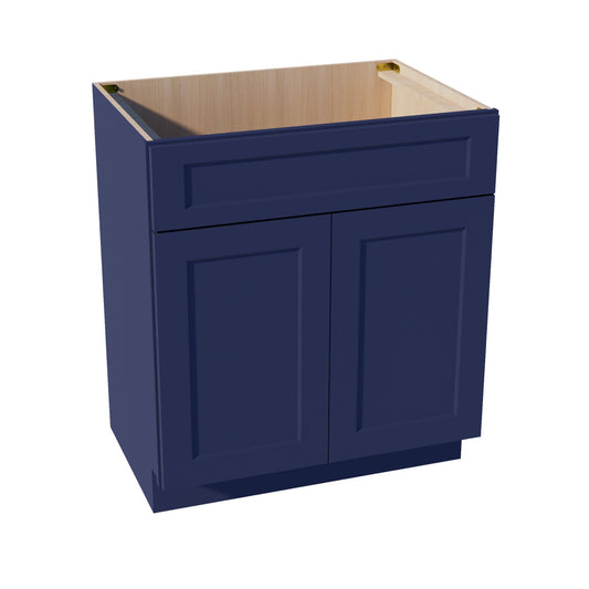 VSB3021-SB  Vanity Sink Base 1 False Drawer & 2 Doors - Shaker Style - Blue   30"W x 34-1/2"H x 21"D