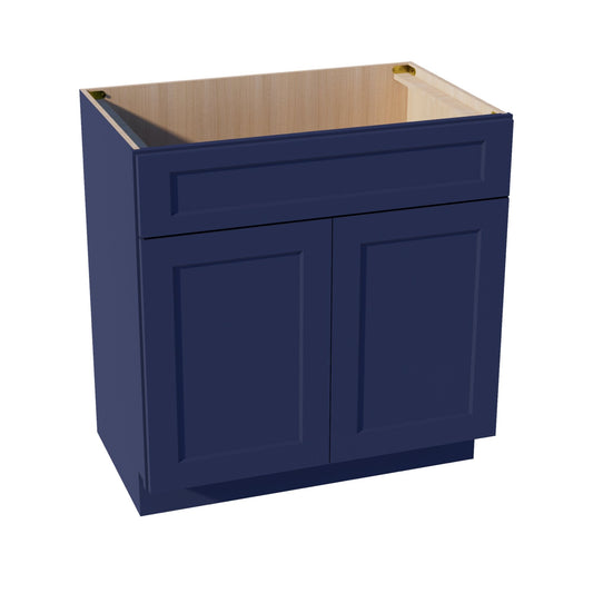 VSB3321-SB  Vanity Sink Base 1 False Drawer & 2 Doors - Shaker Style - Blue   30"W x 34-1/2"H x 21"D
