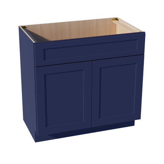 VSB3621-SB  Vanity Sink Base 1 False Drawer & 2 Doors - Shaker Style - Blue   36"W x 34-1/2"H x 21"D