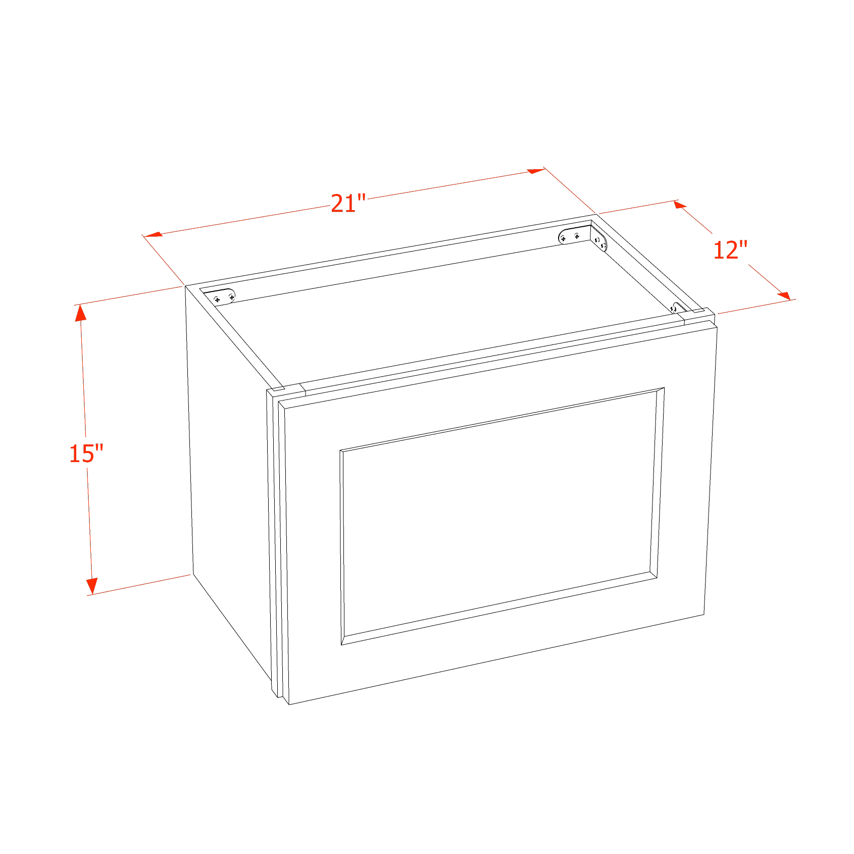 W2115-SB  Wall Cabinet 1 Door & 2 Shelves - Shaker Style - Blue   21"W x 15"H x 12"D