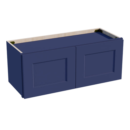W3012-SB  Wall Cabinet 2 Doors & 2 Shelves - Shaker Style - Blue   30"W x 12"H x 12"D