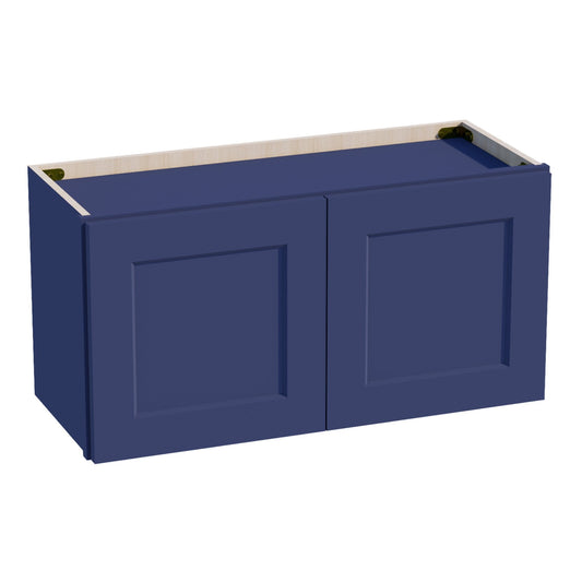 W3015-SB  Wall Cabinet 2 Doors & 2 Shelves - Shaker Style - Blue   30"W x 15"H x 12"D