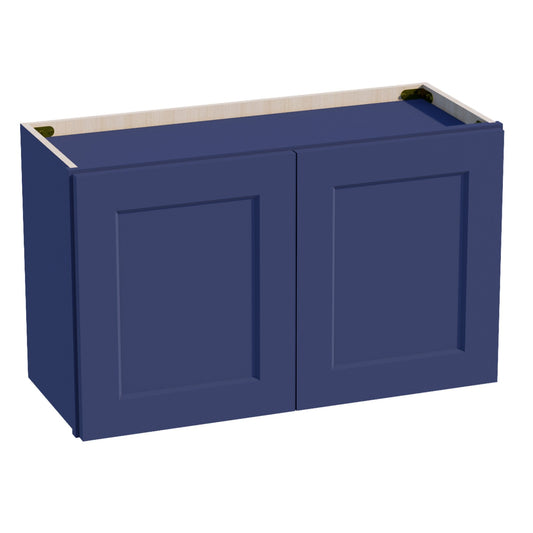 W3018-SB  Wall Cabinet 2 Doors & 2 Shelves - Shaker Style - Blue   30"W x 18"H x 12"D