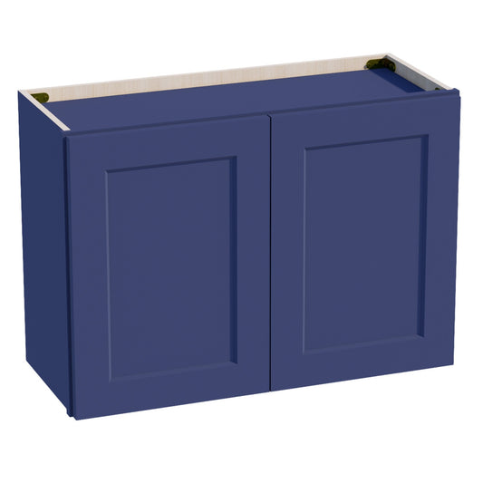 W3021-SB  Wall Cabinet 2 Doors & 2 Shelves - Shaker Style - Blue   30"W x 21"H x 12"D