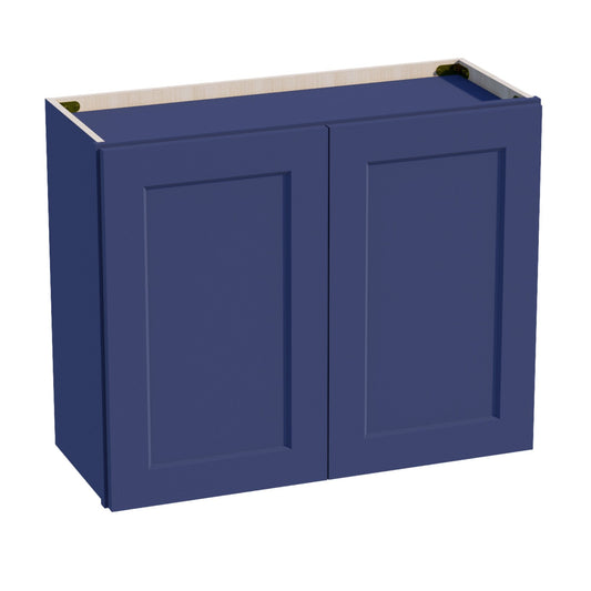 W3024-SB  Wall Cabinet 2 Doors & 2 Shelves - Shaker Style - Blue   30"W x 24"H x 12"D