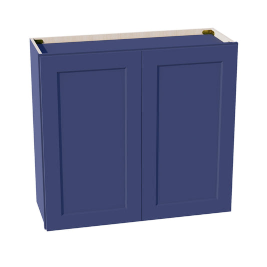 W3330-SB  Wall Cabinet 2 Doors & 2 Shelves - Shaker Style - Blue   33"W x 30"H x 12"D