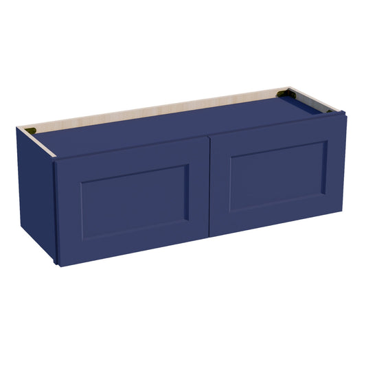 W3612-SB  Wall Cabinet 2 Doors & 2 Shelves - Shaker Style - Blue   36"W x 12"H x 12"D