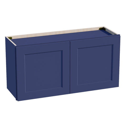 W3618-SB  Wall Cabinet 2 Doors & 2 Shelves - Shaker Style - Blue   36"W x 18"H x 12"D