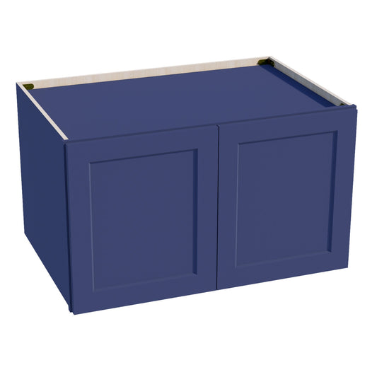 W362124-SB:  Shaker Blue 36"W x 21"H x 24"D 2 Doors & 1 Shelf Standard Bridge Wall Cabinet