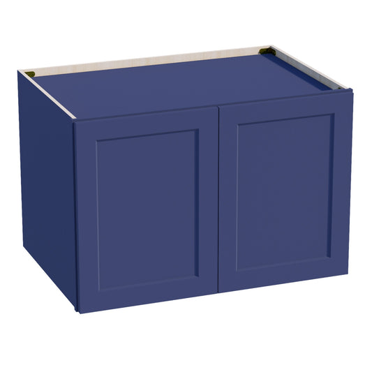 W362424-SB:  Shaker Blue 36"W x 24"H x 24"D 2 Doors & 1 Shelf Standard Bridge Wall Cabinet