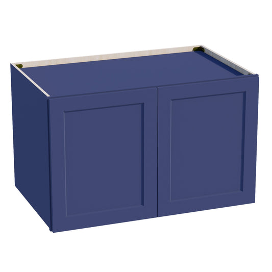 W392424-SB:  Shaker Blue 39"W x 24"H x 24"D 2 Doors & 1 Shelf Standard Bridge Wall Cabinet