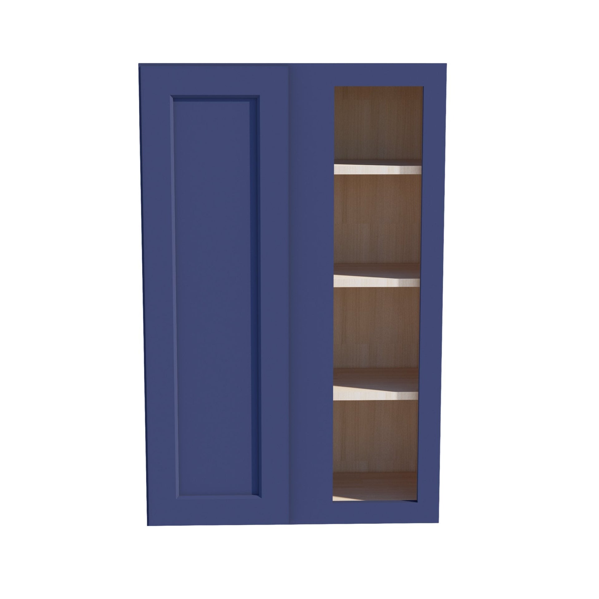 WBC2742-SB  Wall Blind Corner Cabinet 1 Door & 2 Shelves - Shaker Style - Blue   27"W x 42"H x 12"D