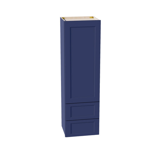 WD1860-SB:  Shaker Blue 18"W x 60"H 1 Door & 2 Drawers Special Wall Cabinet