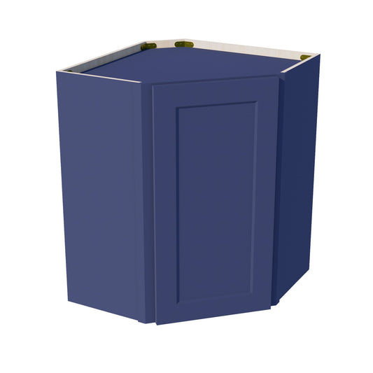 WDC2430-SB:  Shaker Blue 24"W x 30"H 1 Door & 2 Shelves Diagonal Wall Corner Cabinet