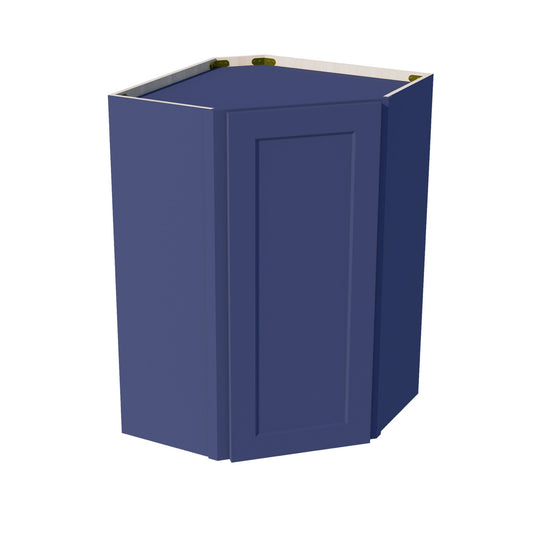 WDC2436-SB:  Shaker Blue 24"W x 36"H 1 Door & 2 Shelves Diagonal Wall Corner Cabinet